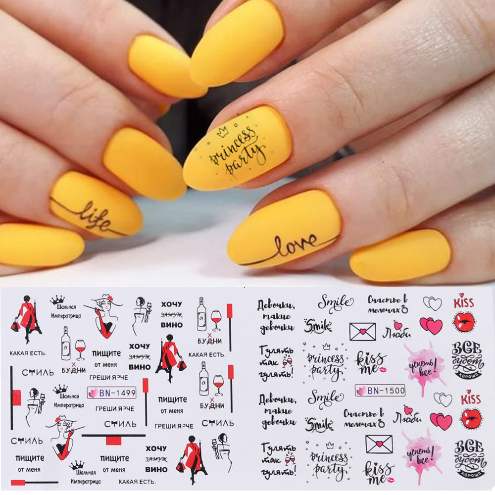 Hot Sale Love Lip Print Letter Nail Sticker