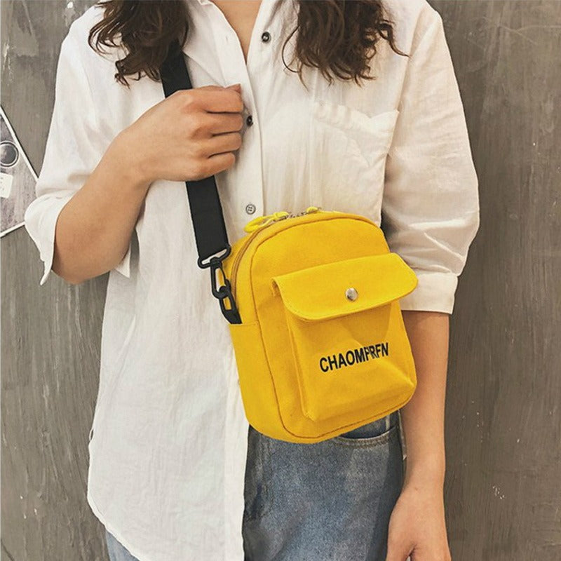 Small Canvas Bag Women's Crossbody Shoulder Bags For Women Messenger Coin Purse Cartoon Cell Phone Shoulder Bags Phone Handbags