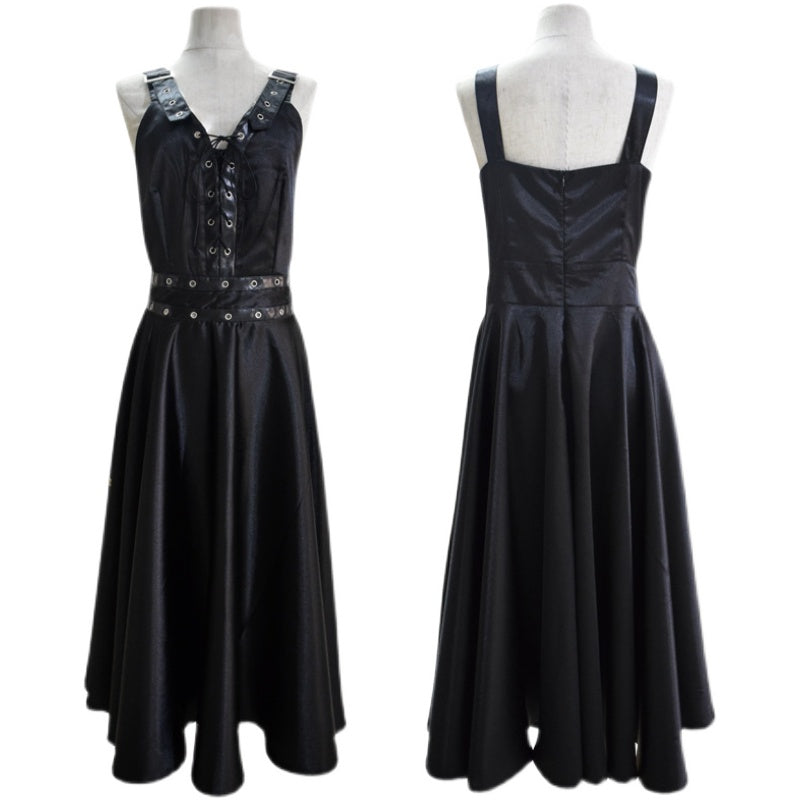 Gothic Punk Mosaic Strap Suspender Dress Women