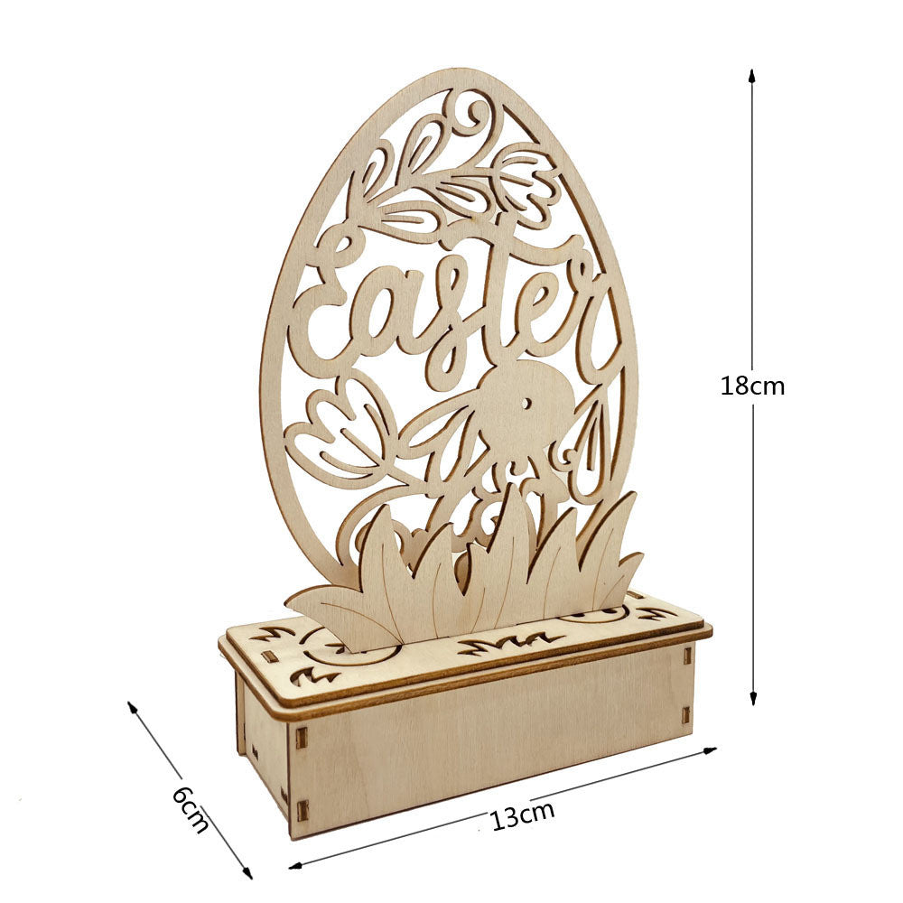 Wooden DIY Egg Shape LED Easter Ornament