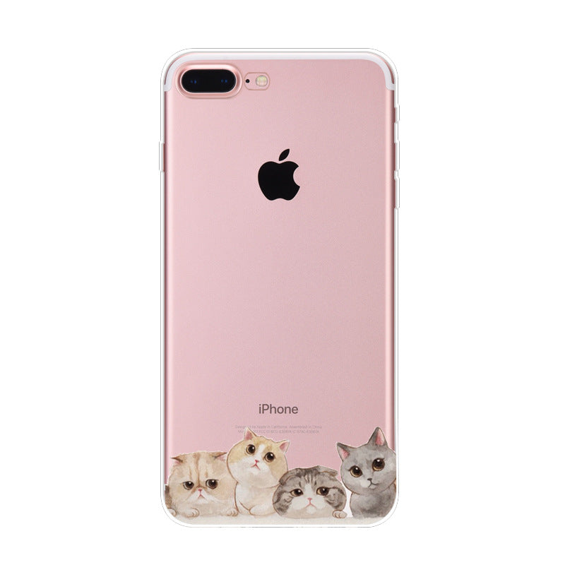 Iphone Xs Naughty Cute Cat Phone Case For Apple 6 7plus Phone Case Transparent Tpu Soft Shell