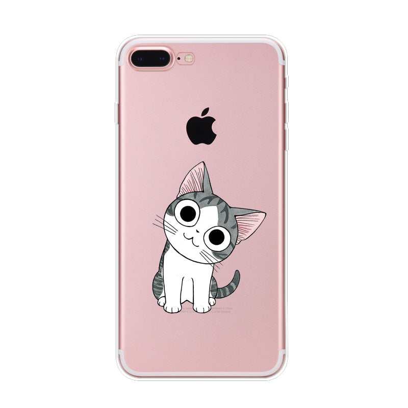 Iphone Xs Naughty Cute Cat Phone Case For Apple 6 7plus Phone Case Transparent Tpu Soft Shell