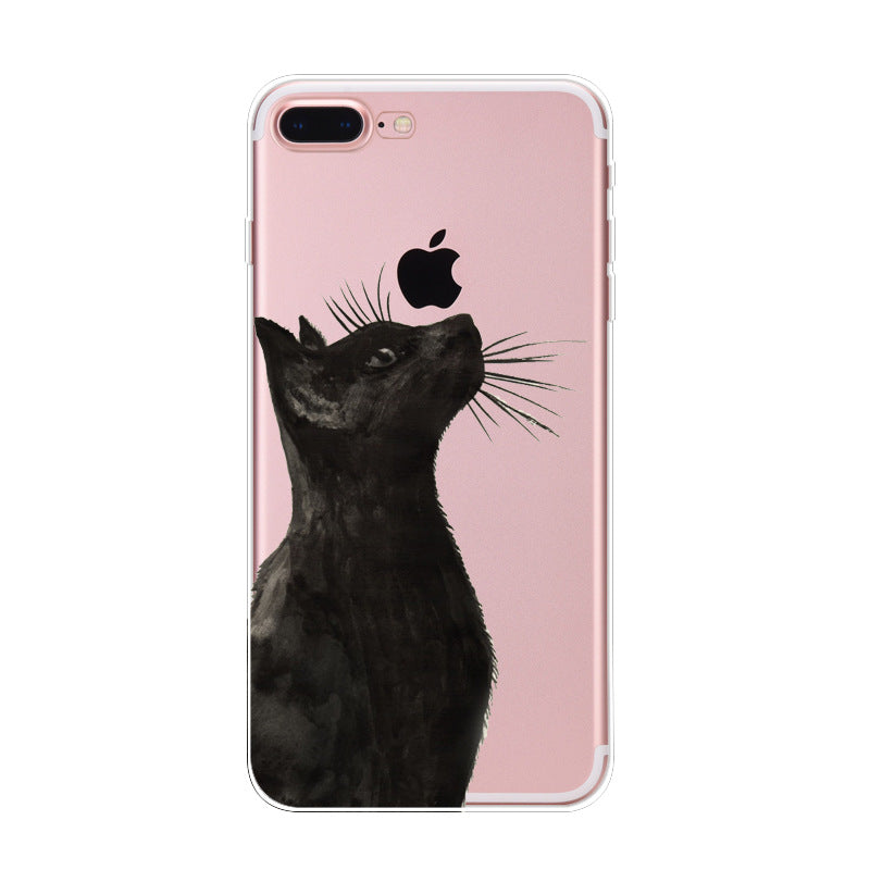 Iphone Xs Naughty Cute Cat Phone Case For Apple 6 7plus Phone Case Transparent Tpu Soft Shell