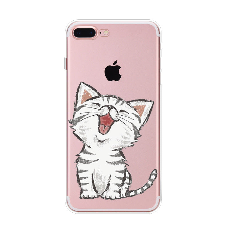 Iphone Xs Naughty Cute Cat Phone Case For Apple 6 7plus Phone Case Transparent Tpu Soft Shell