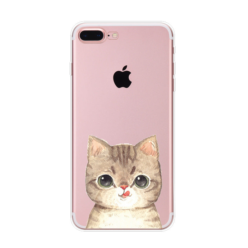 Iphone Xs Naughty Cute Cat Phone Case For Apple 6 7plus Phone Case Transparent Tpu Soft Shell