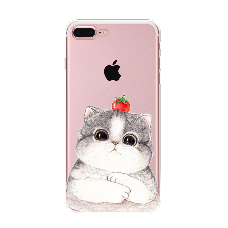 Iphone Xs Naughty Cute Cat Phone Case For Apple 6 7plus Phone Case Transparent Tpu Soft Shell