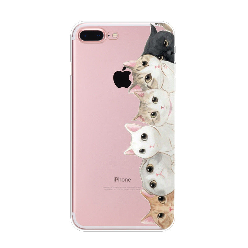 Iphone Xs Naughty Cute Cat Phone Case For Apple 6 7plus Phone Case Transparent Tpu Soft Shell