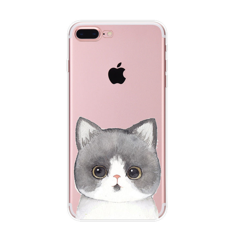 Iphone Xs Naughty Cute Cat Phone Case For Apple 6 7plus Phone Case Transparent Tpu Soft Shell