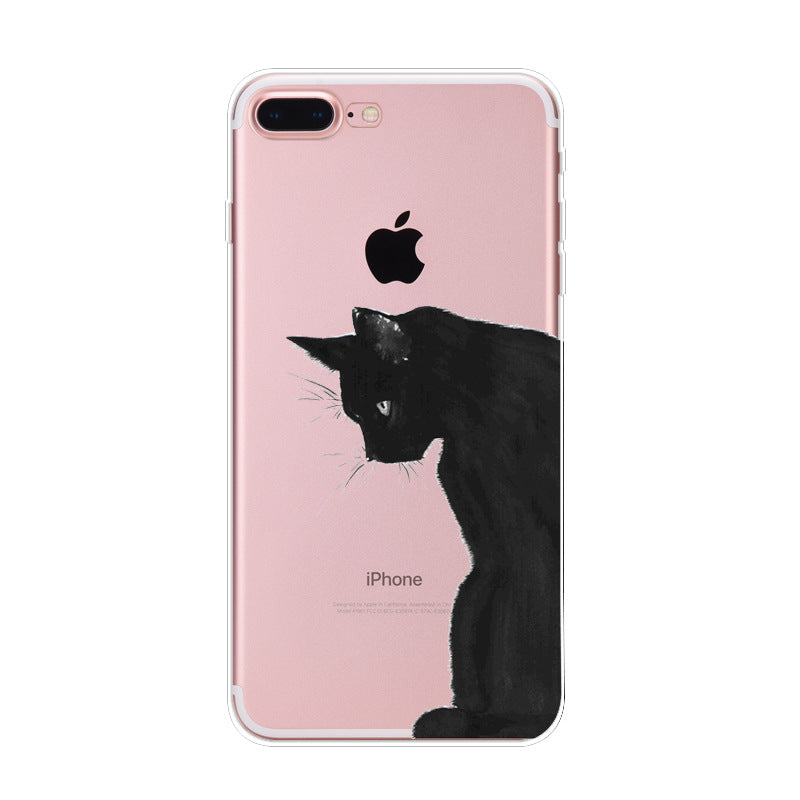 Iphone Xs Naughty Cute Cat Phone Case For Apple 6 7plus Phone Case Transparent Tpu Soft Shell