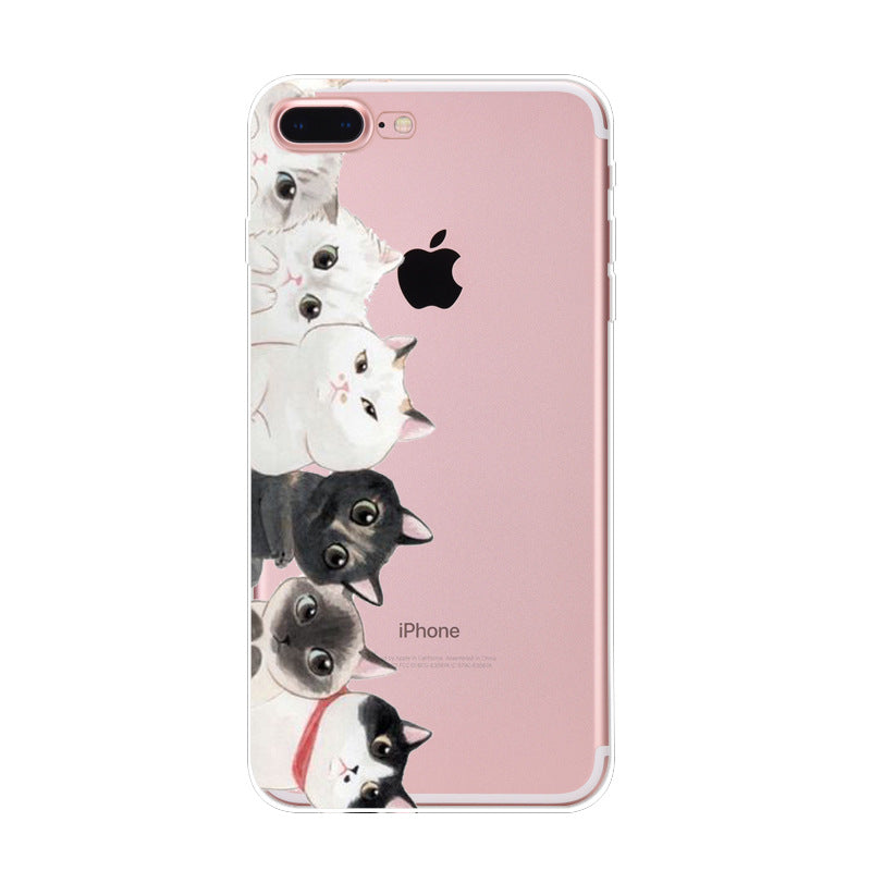 Iphone Xs Naughty Cute Cat Phone Case For Apple 6 7plus Phone Case Transparent Tpu Soft Shell