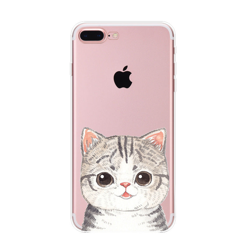 Iphone Xs Naughty Cute Cat Phone Case For Apple 6 7plus Phone Case Transparent Tpu Soft Shell