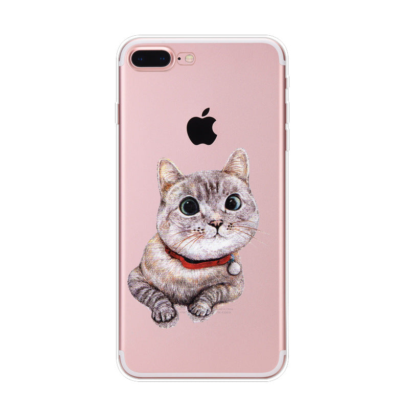 Iphone Xs Naughty Cute Cat Phone Case For Apple 6 7plus Phone Case Transparent Tpu Soft Shell