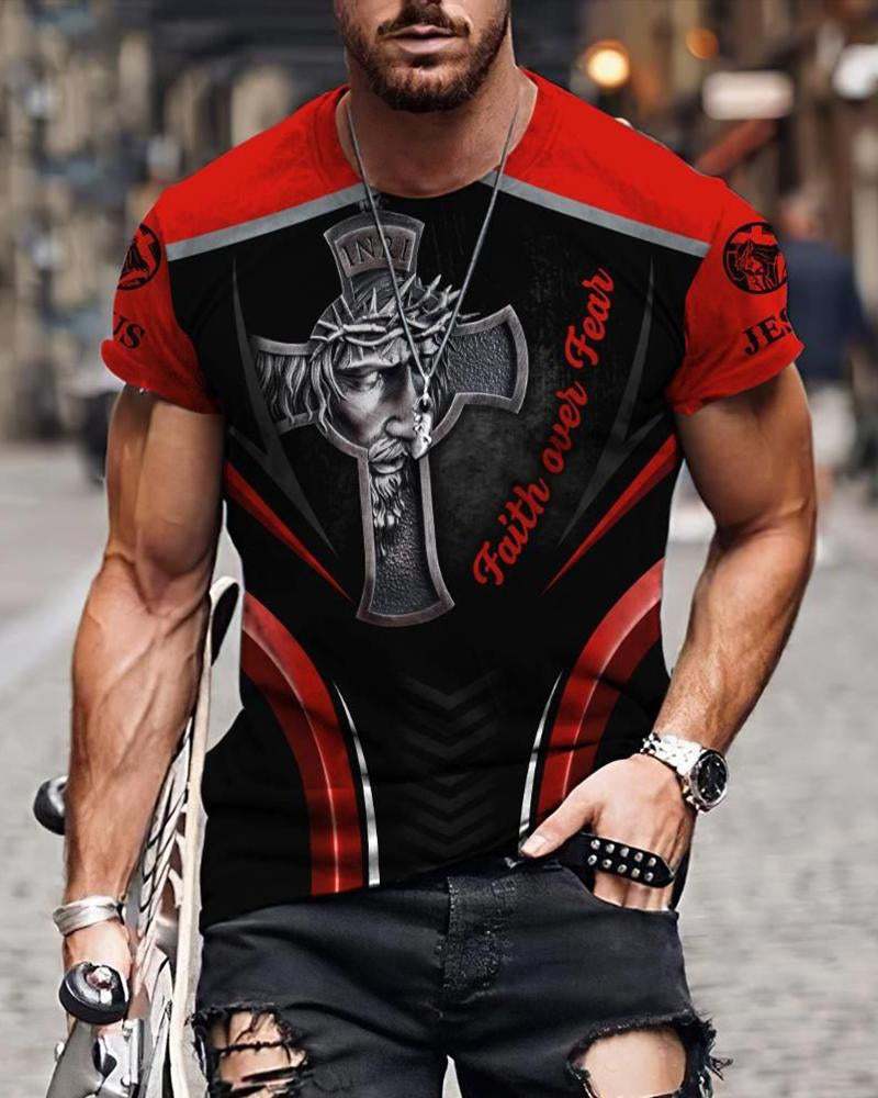 Men's 3D Digital Printing Sports Loose Large Size Short Sleeve T-shirt