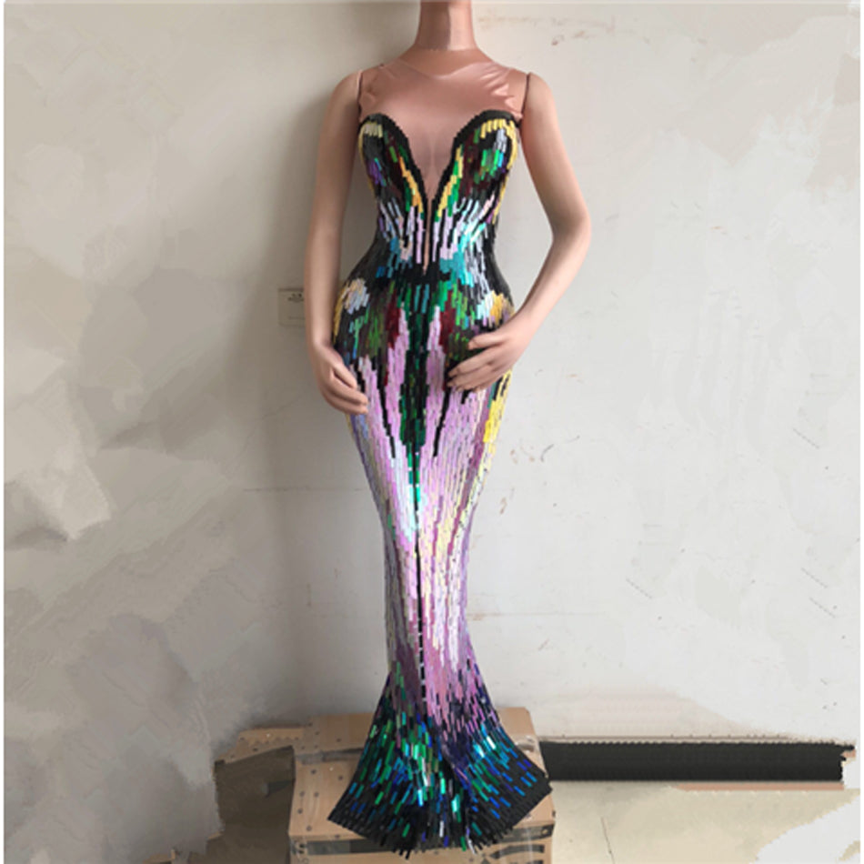 Sequin Evening Dress Female Singer Costume