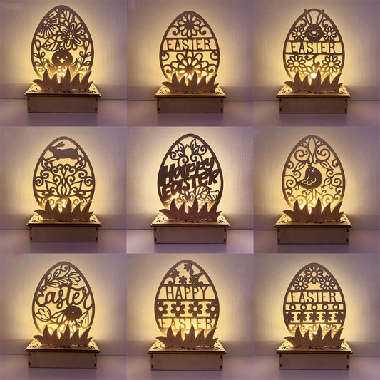 Wooden DIY Egg Shape LED Easter Ornament