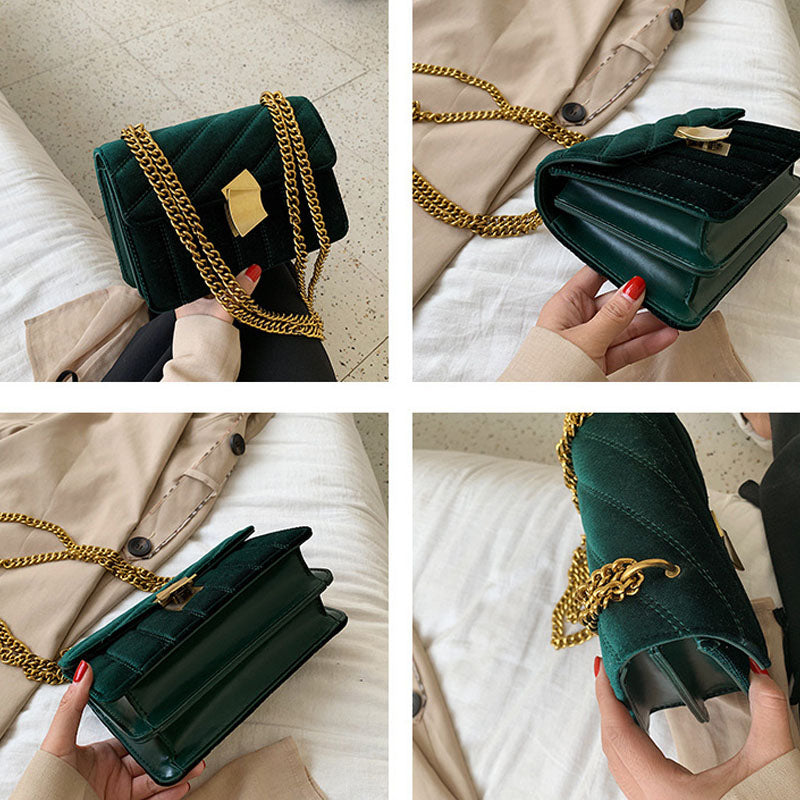 Quality Gold Velvet Crossbody Bags For Women 2022 Designer Small Shoulder Handbags Chain Messenger Bag Lady Mini Purses Hand Bag