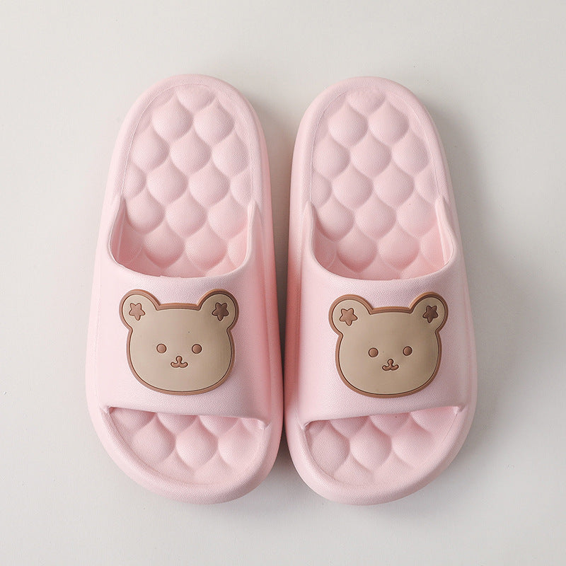 Bear Home Shoes Sole Bubble Design Massage Slippers Soft Bathroom Slippers