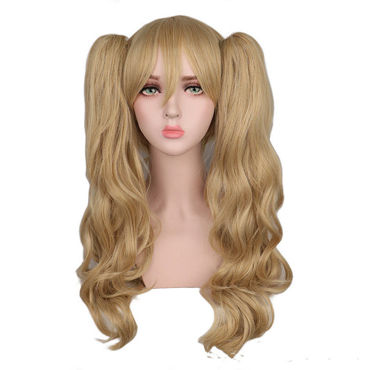 Female Tiger Clip Mixed Golden Wig Double Tiger Clip Anime Cosplay