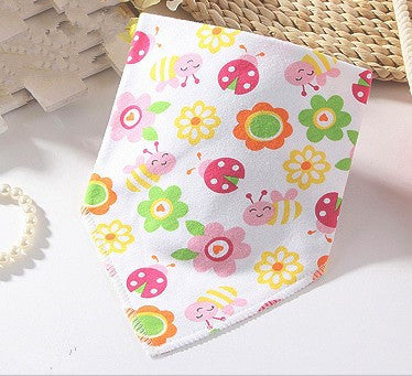 Children's Triangle Towel Baby Bib Saliva Towel Double-layer Cartoon Printing Double-sided Snap