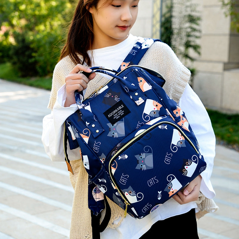 Fashion Printed Pattern Mommy Bag Multifunctional Backpack