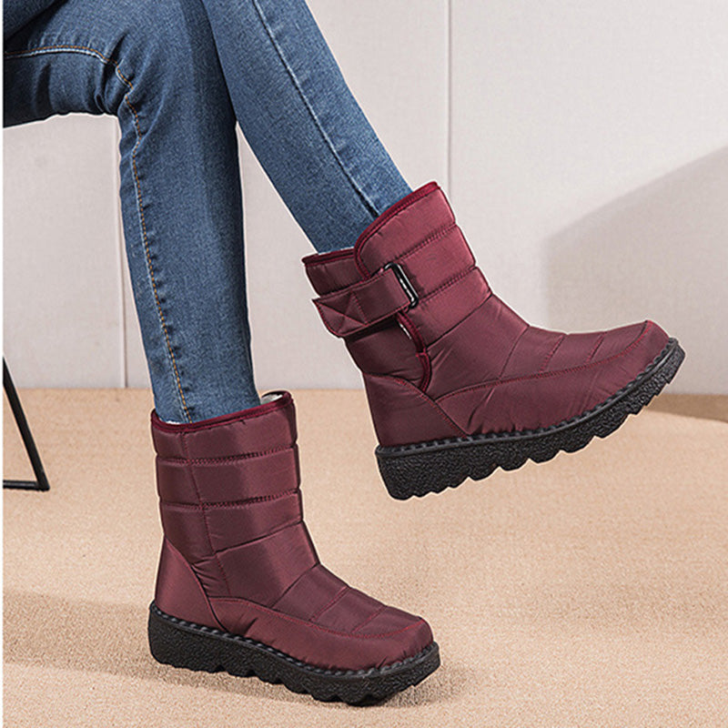 Velcro Snow Boots Winter Warm Plush Shoes Women