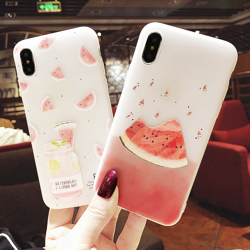 Summer Watermelon Phone Case Silicone All-Inclusive Small Scrub