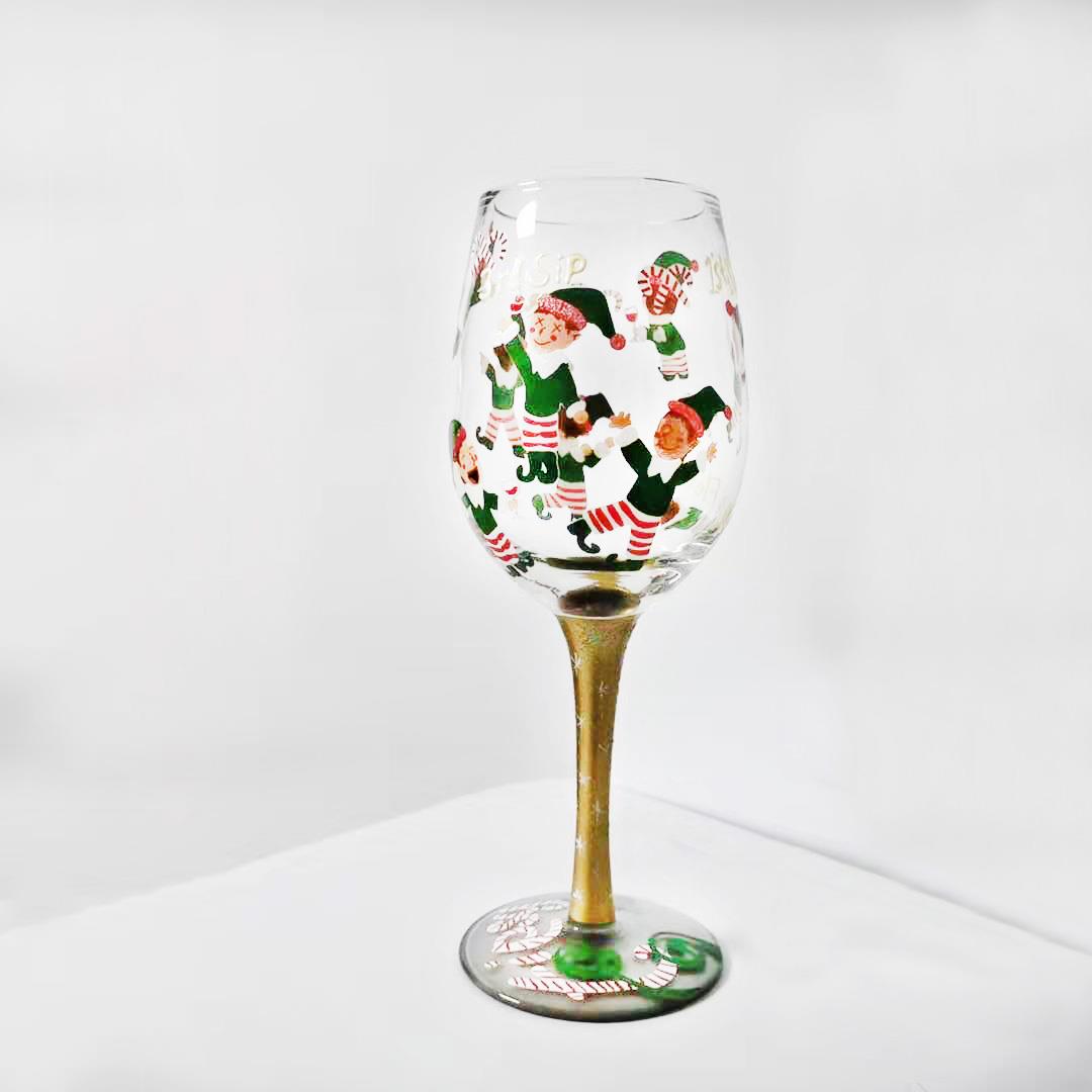 Hand-painted Crystal Wine Glasses Goblets For A Christmas