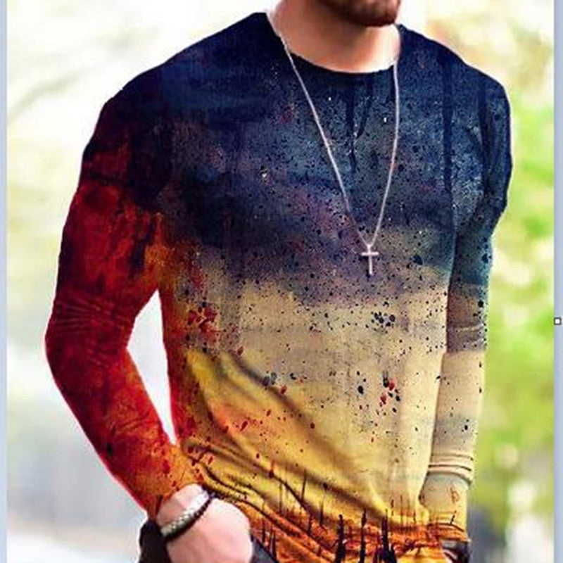 Men's Casual Printed Long Sleeve Top