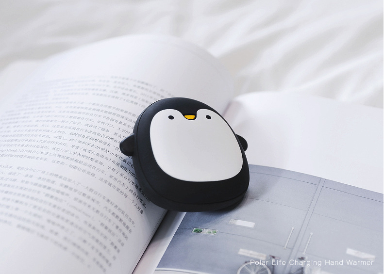 Cute Cartoon Penguin Polar Bear Electric Hand Warmers USB Rechargeable Double-Side Heating Pocket Power Bank Warmer