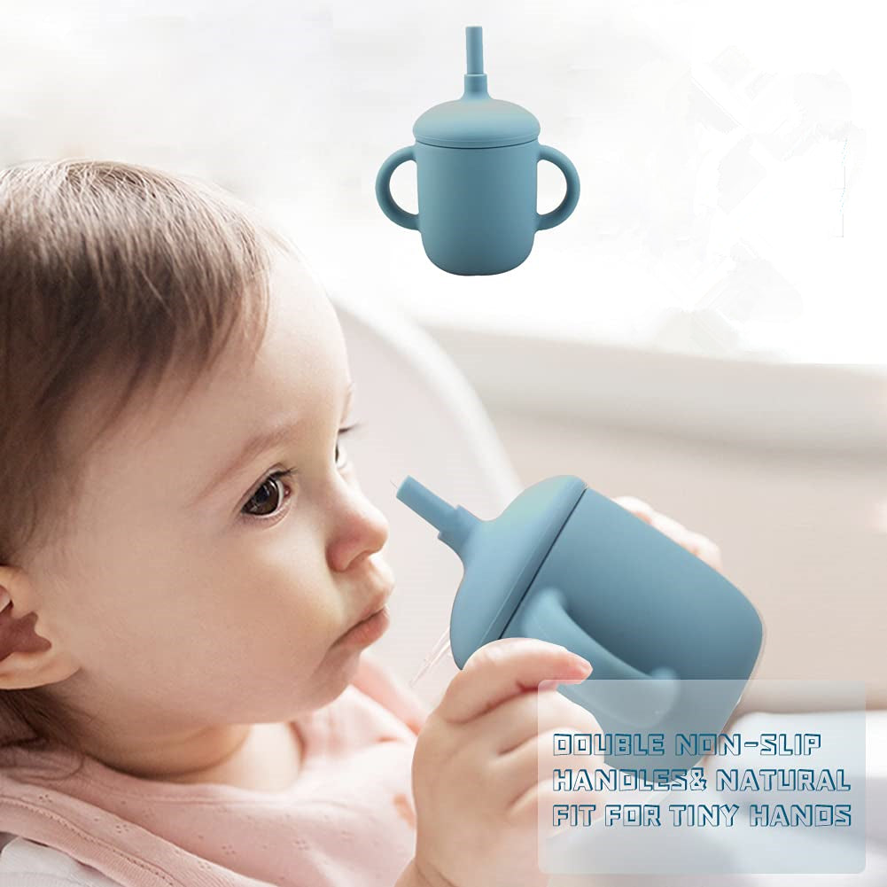 New Design Baby Feeding Cup Straw Water Bottle Sippy Cup Silicone