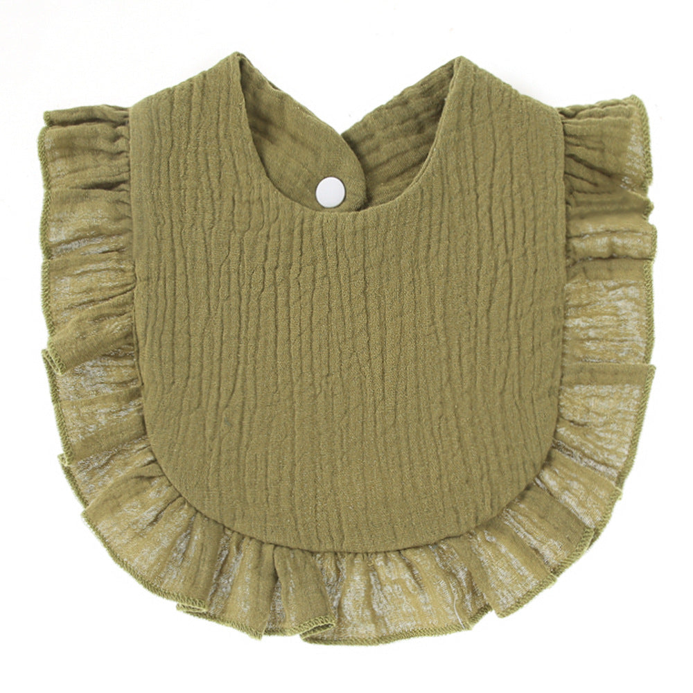 Ruffled Cotton Gauze Lace Bib Saliva Pocket