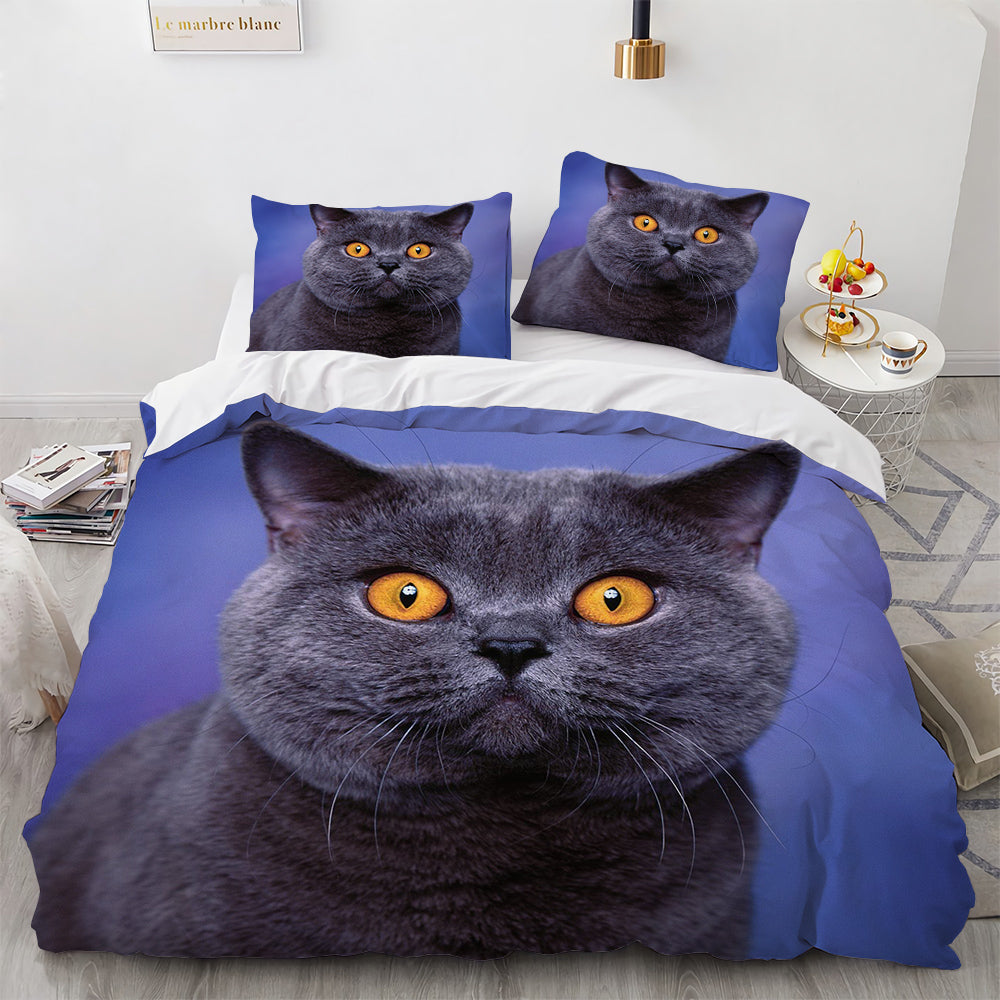 White Cute Cat Bedding Set Girl Ladies Bedroom Comfort Duvet Cover