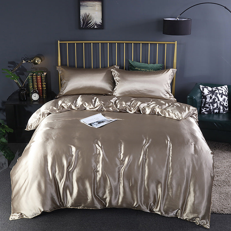 Summer Simple Pure Color Ice Silk Bed Linen Quilt Cover Bedding