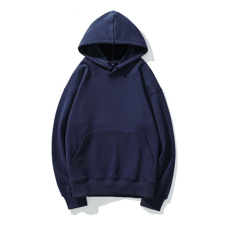 Men's Loose Solid Color Plus Size Fleece Hooded Sweater