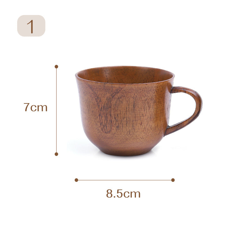 Japanese Style Vintage Handle Solid Wood Water Cup