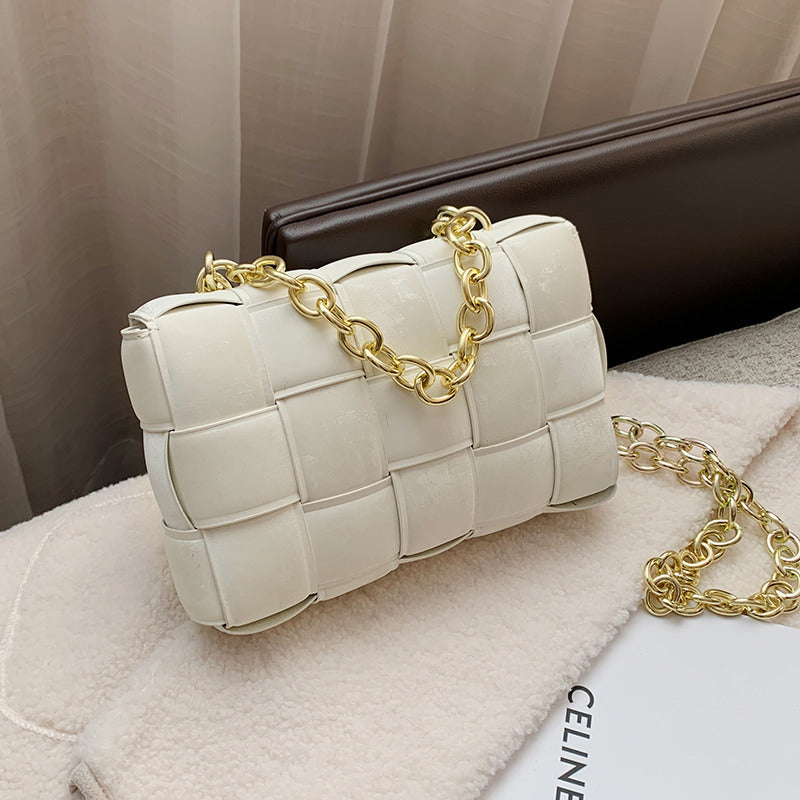 Braided Frosted Portable Square Luxury Designer 2022 Fashion Chain Shoulder Messenger Texture Women's Bag Handbag