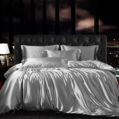 High-grade Silk Four-piece Simple Quilt Cover Sheet Bedding