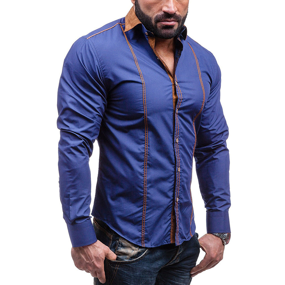 Casual Men's Loose Plus Size Long-sleeved Shirt