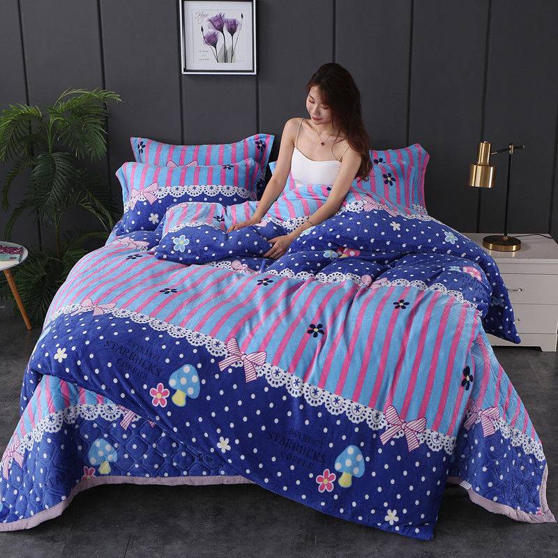 Winter Double-sided Fleece Thickened Warm Coral Quilt Cover Single Piece