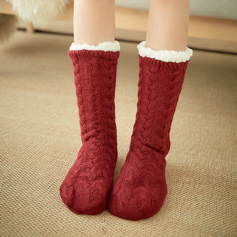 Casual Plus Velvet Mid-tube Ladies Snow Slippers Carpet Socks