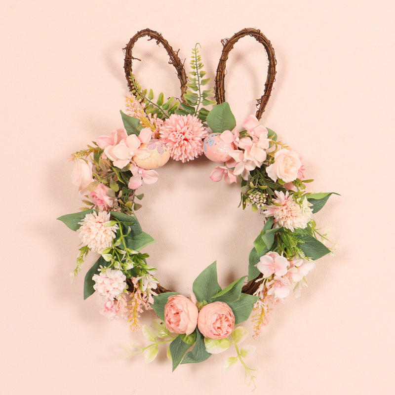 Easter Egg Simulation Wreath Easter Chrysanthemum Rabbit Modeling Decorative Pendant