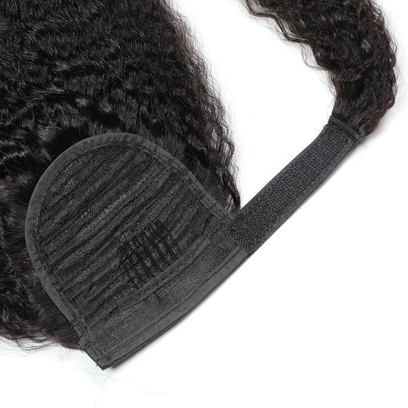 Natural Black Velcro Ponytail Straight Hair