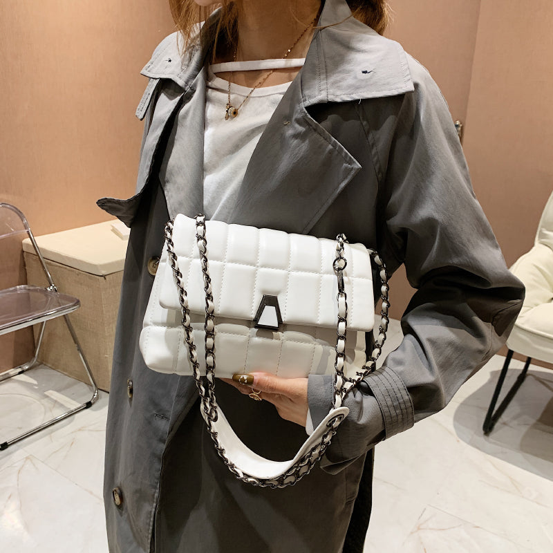 Designer Quilted Small PU Leather Crossbody Bags For Women 2022 Shopper Luxury Chain Lattice Shoulder Bag Fashion Handbags