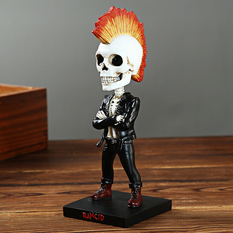 Creative Car Skull Shaking Head Doll Funny Retro Metal Skull