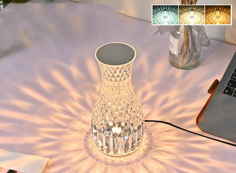 Vase Shape Atmosphere Crystal Lamp Romantic Bedside Diamond Table Lamp Home Christmas Decorations LED Lights