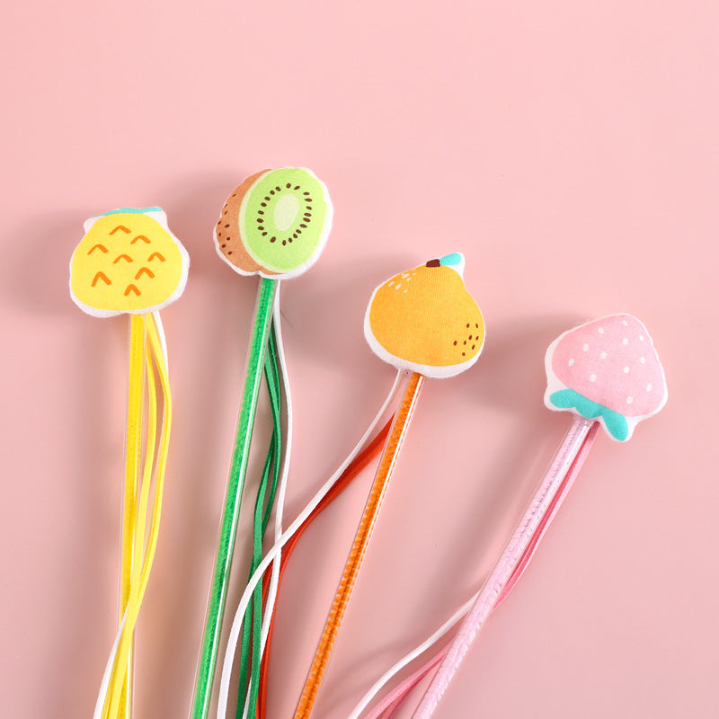 Funny Cat Stick Sounding Bells Tassels Fruit Shapes Relieve Boredom
