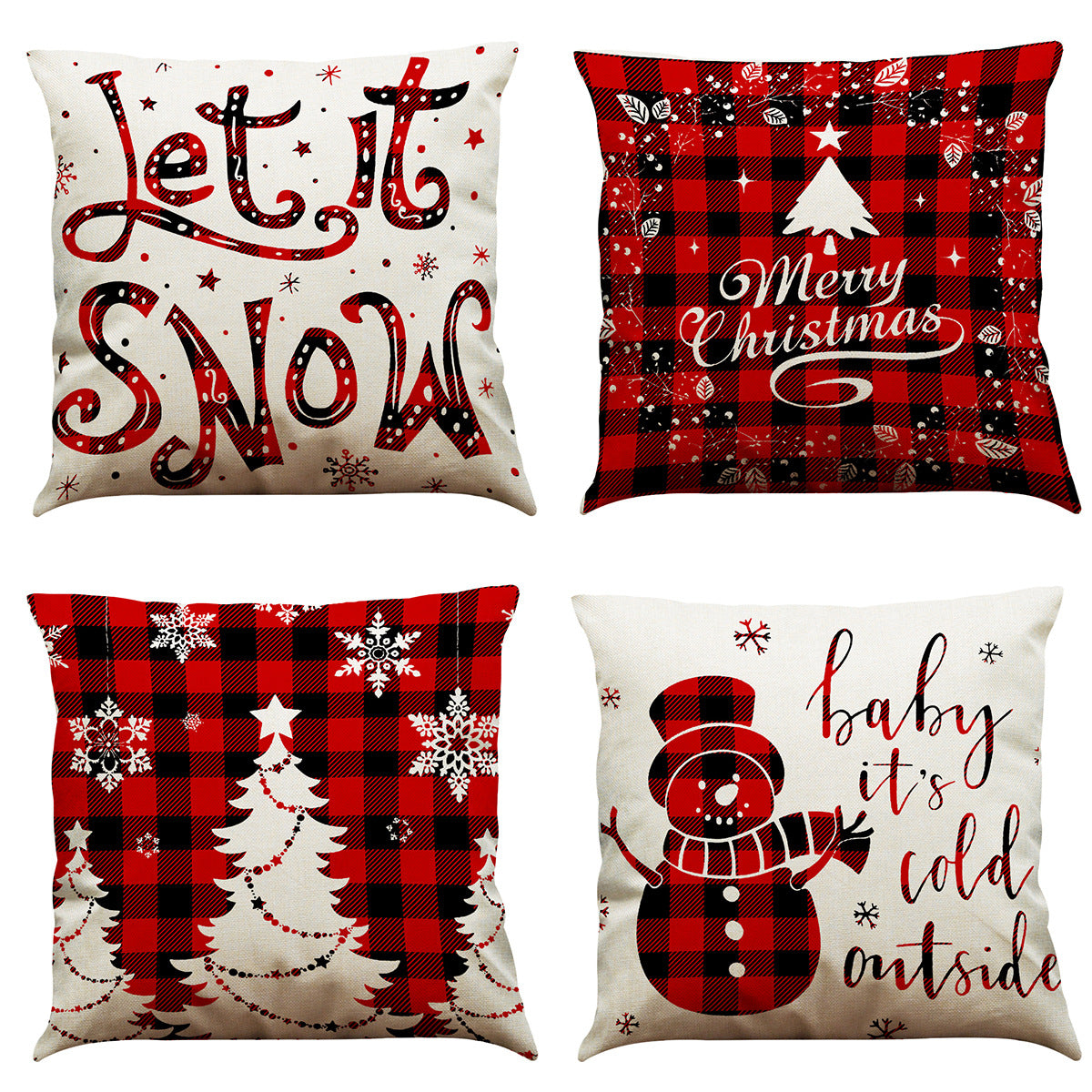 Christmas Cotton Linen Sofa Car Cushion Pillowcase