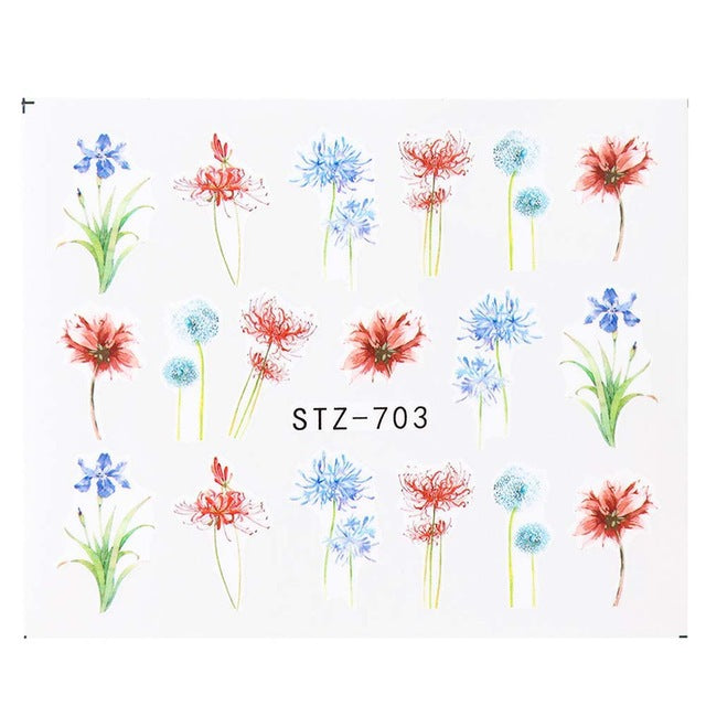Ink Flower Series Nail Water World Stickers