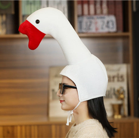 Japanese Big White Goose Headgear Goose Funny Hat