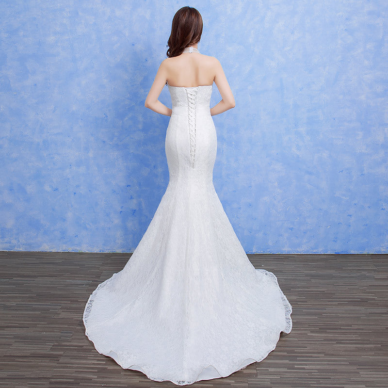 Wholesale 2021 new bride wedding fashion lace fishtail skirt Slim Skinny tail wedding dress D92